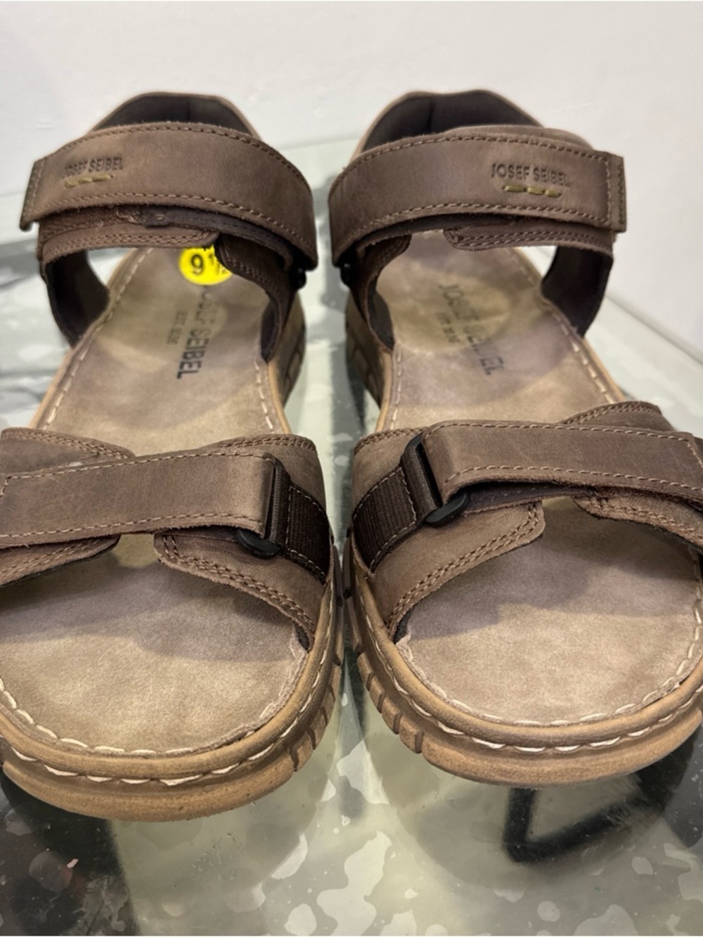 Josef Seibel Men's Brown Leather Adjustable Strap Sandals